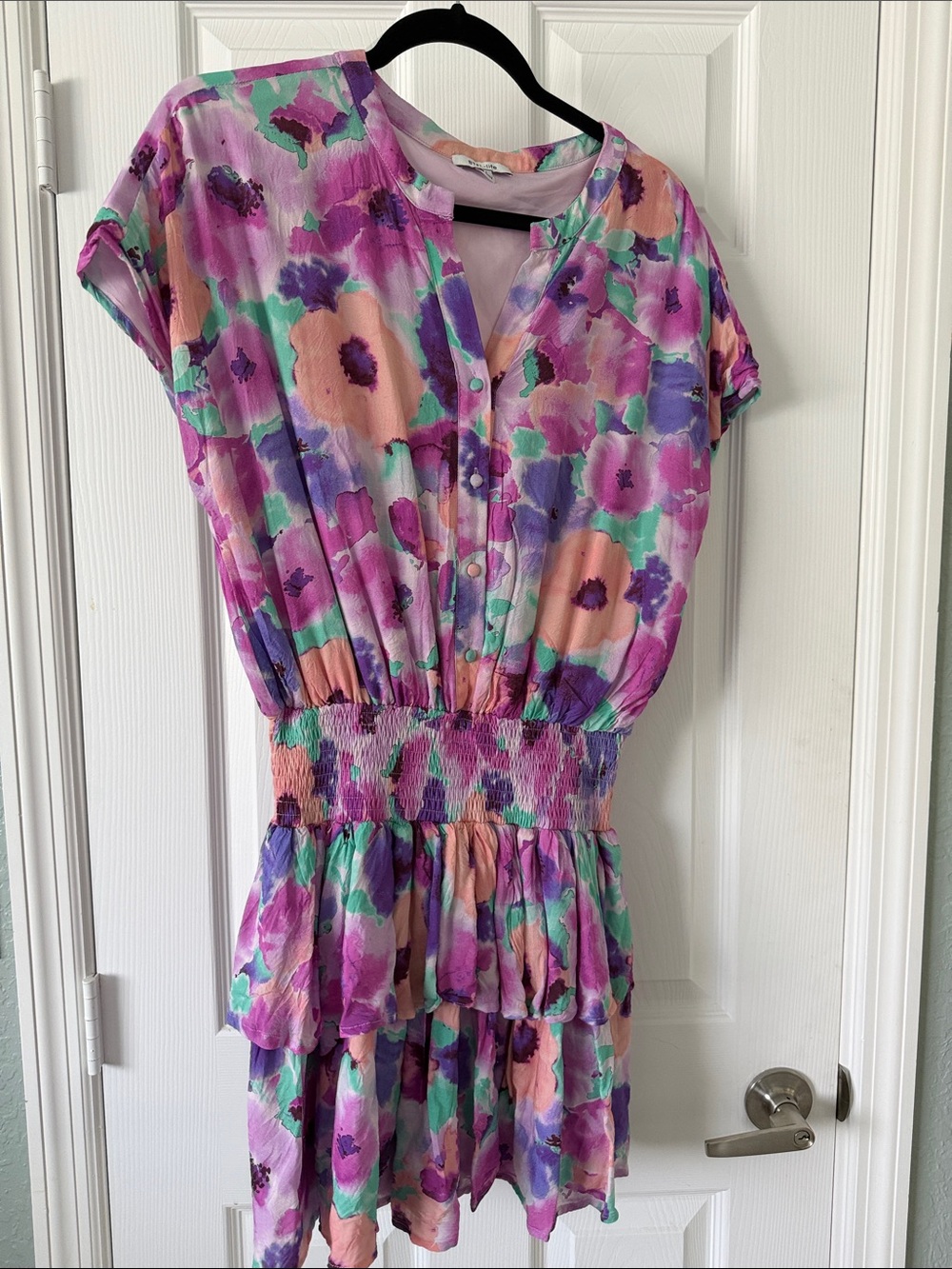 Floral Tiered Smocked Waist Dress - Pink & Purple Nordstrom BTFL-Life dress